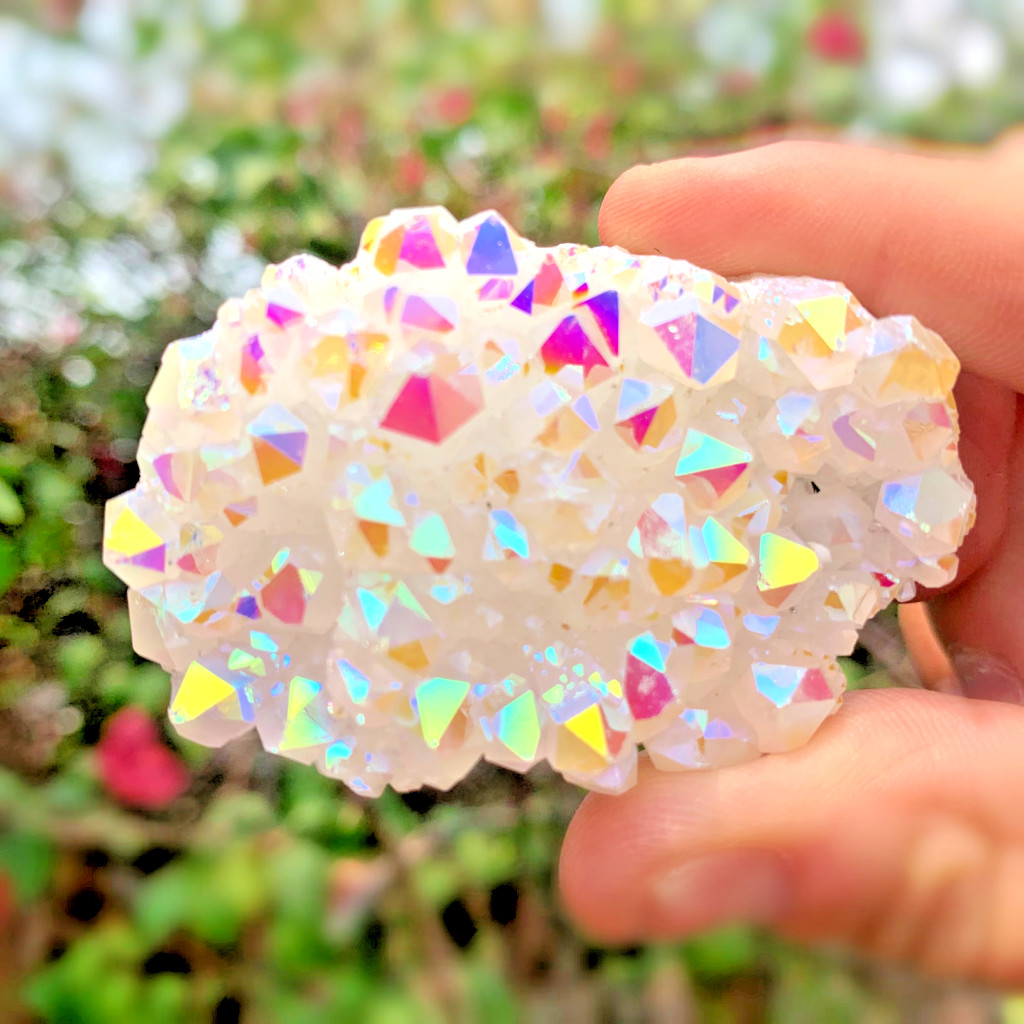 Titanium Rainbow Cluster | Angel Aura Geode Quartz Crystal Specimens Home Decor