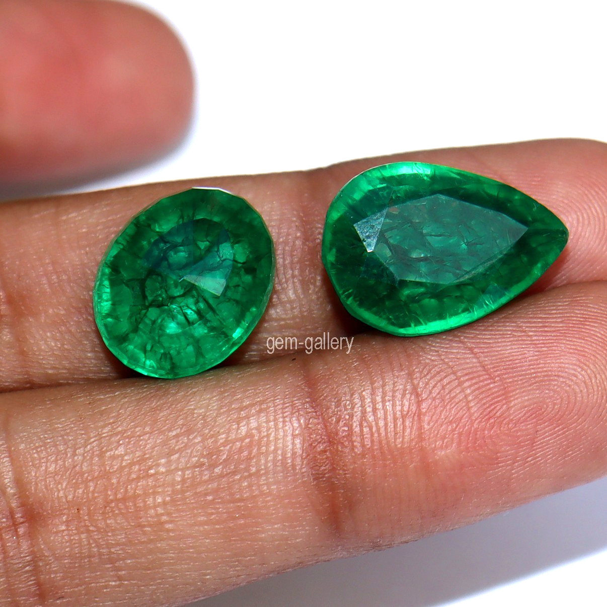 Natural Emerald 26.05 Ct Pear&Oval Shape 2 Pieces Loose Gemstones Certified