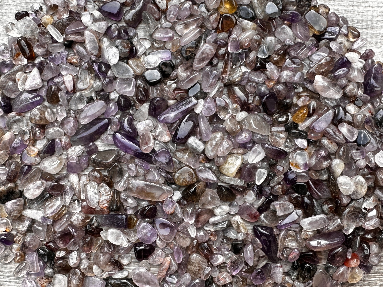 Grade A++ Super 7 Semi Tumbled Gemstone Mini Chips 5-15mm, Wholesale Bulk Lot