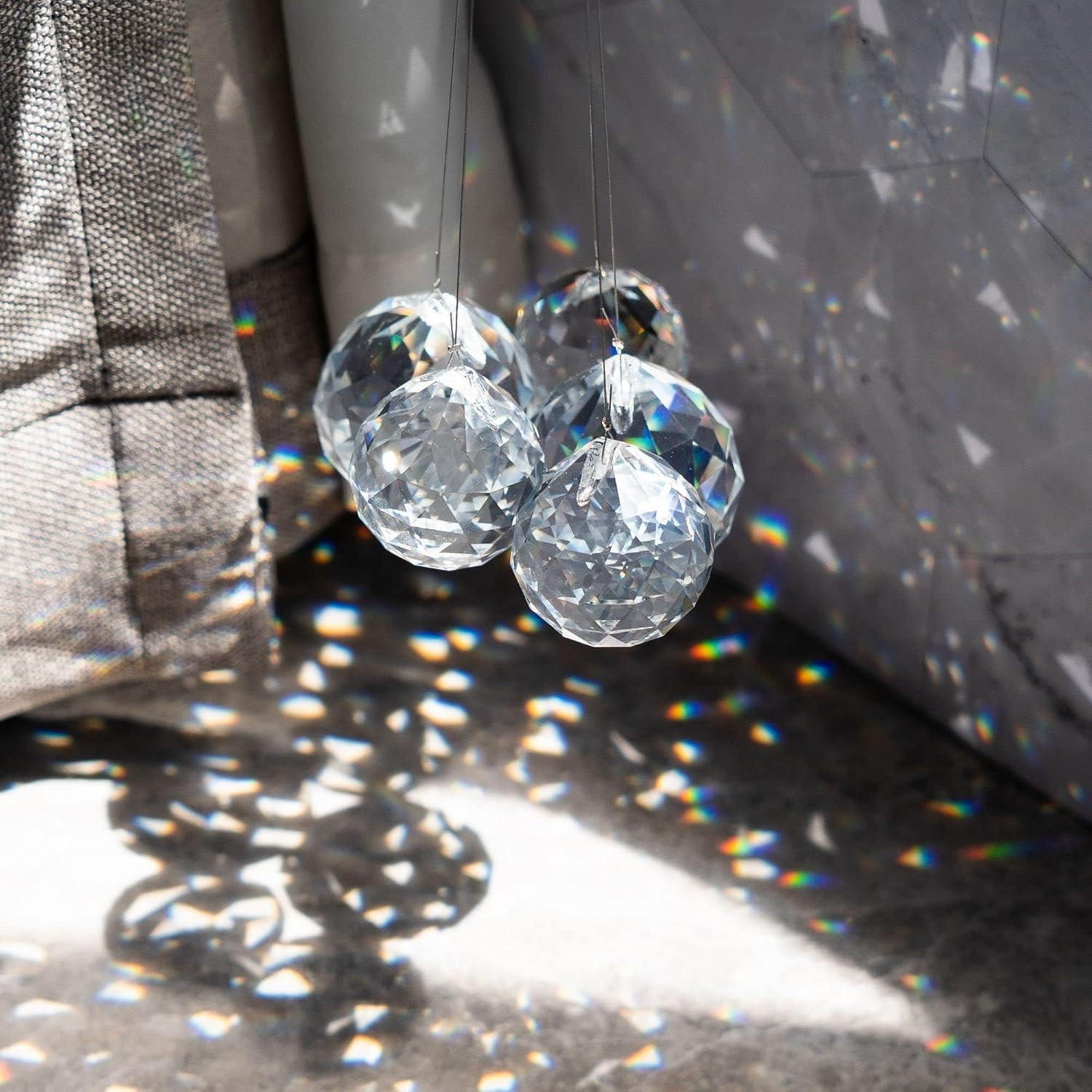 12Pcs 20Mm Clear Crystal Ball Prism Suncatchers Chandelier Lamp