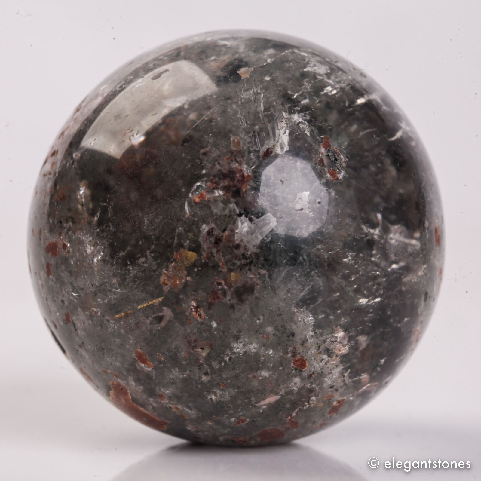 56g34mm Natural Garden/Phantom/Ghost/Lodolite Quartz Crystal Sphere Healing Ball
