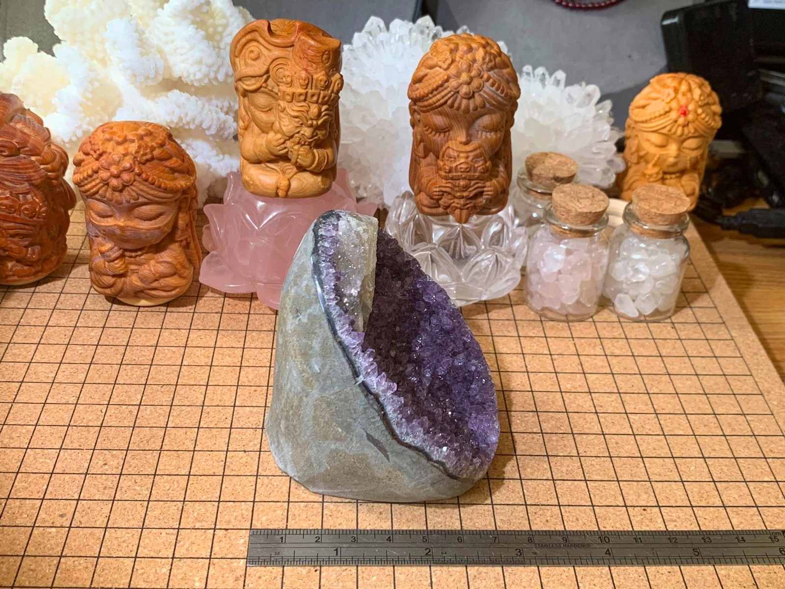 Multicolour Amethyst & Calcite Colorful Crystal Geode Cluster – 390 Grams (#018)