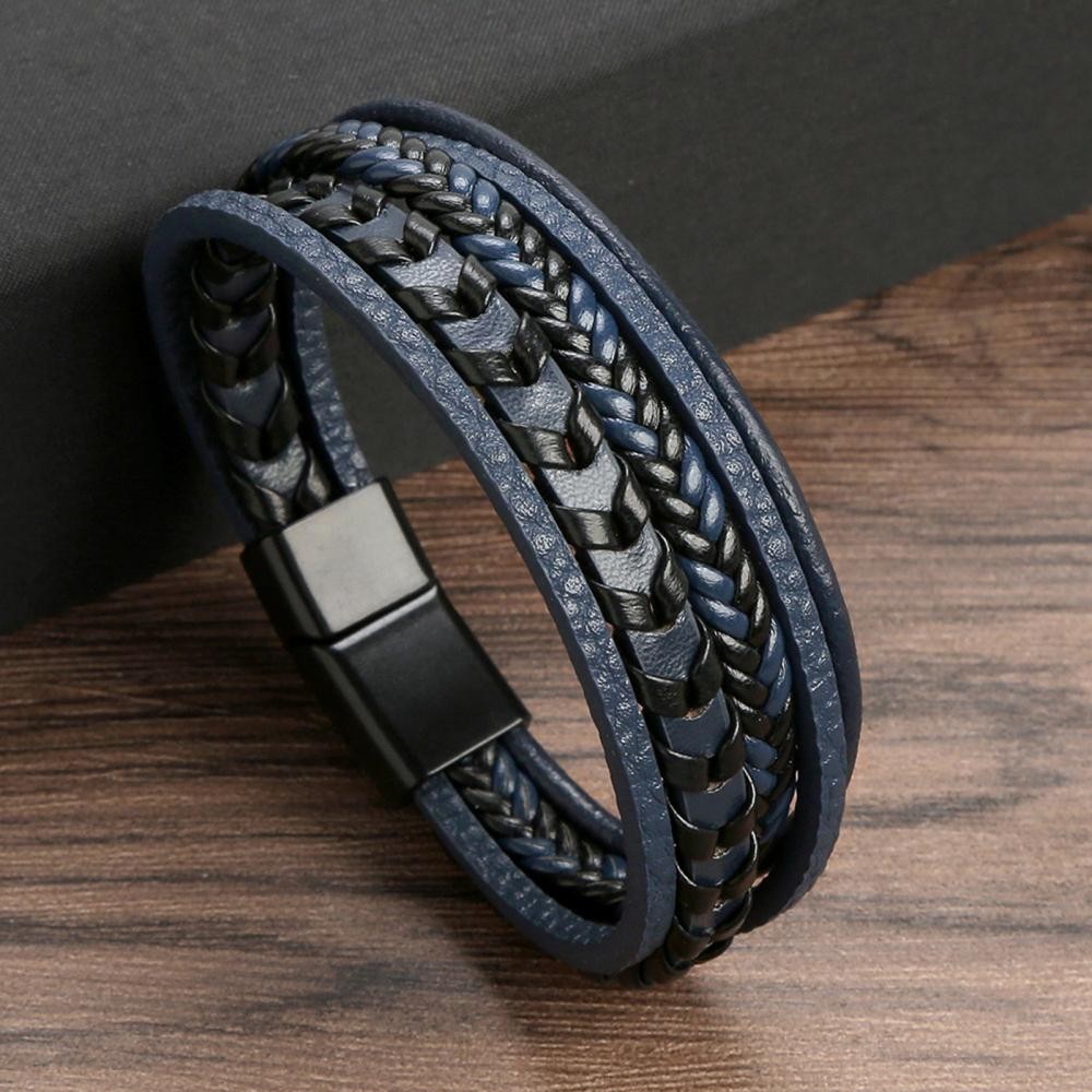 Men’s Classic Tiger Eye Beaded Leather Bracelet Multi Layer Elegant Jewelry Gift