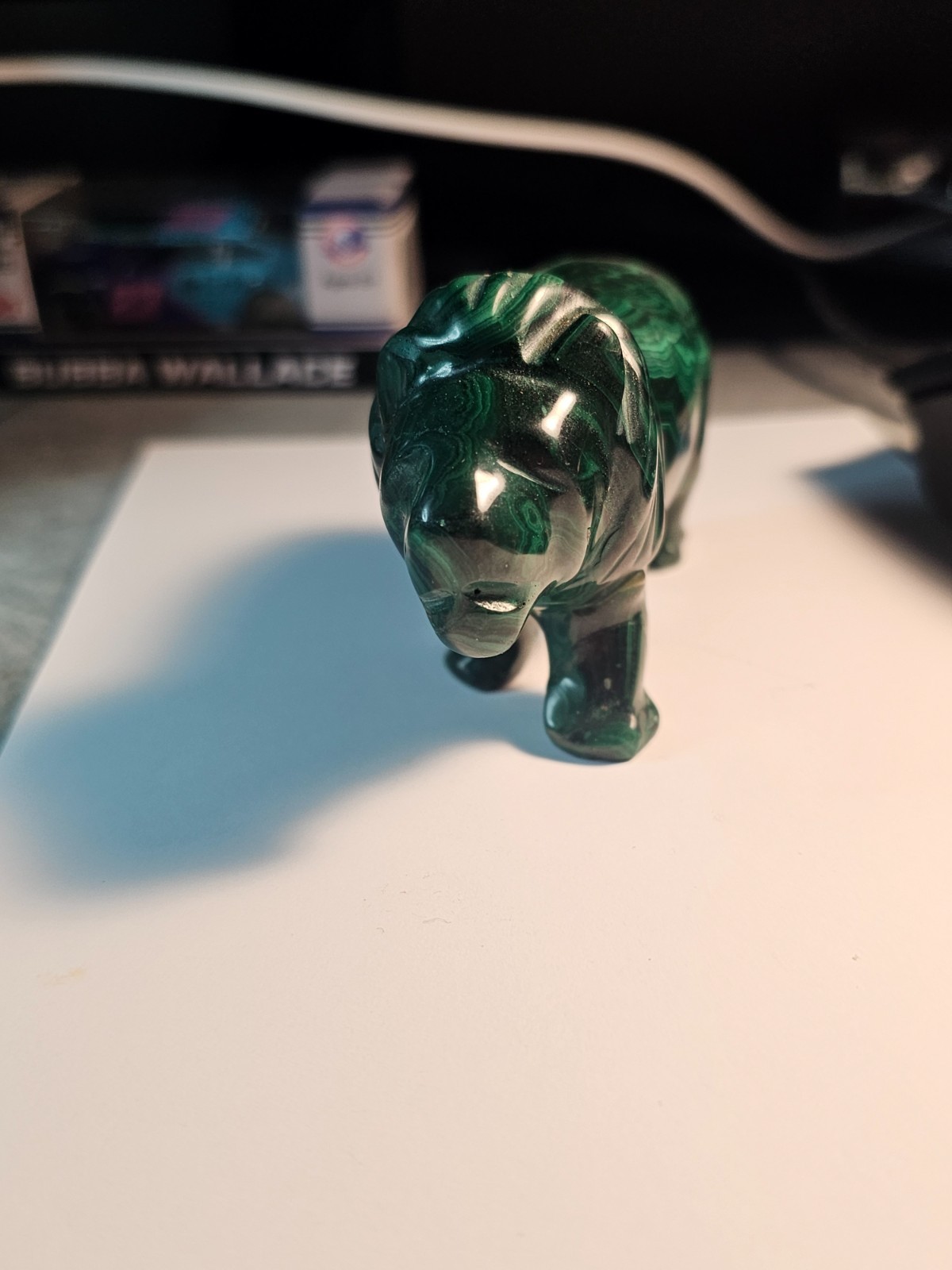Genuine Hand-Carved Malachite Lion Figurine – 256g Polished Congo Green Stone