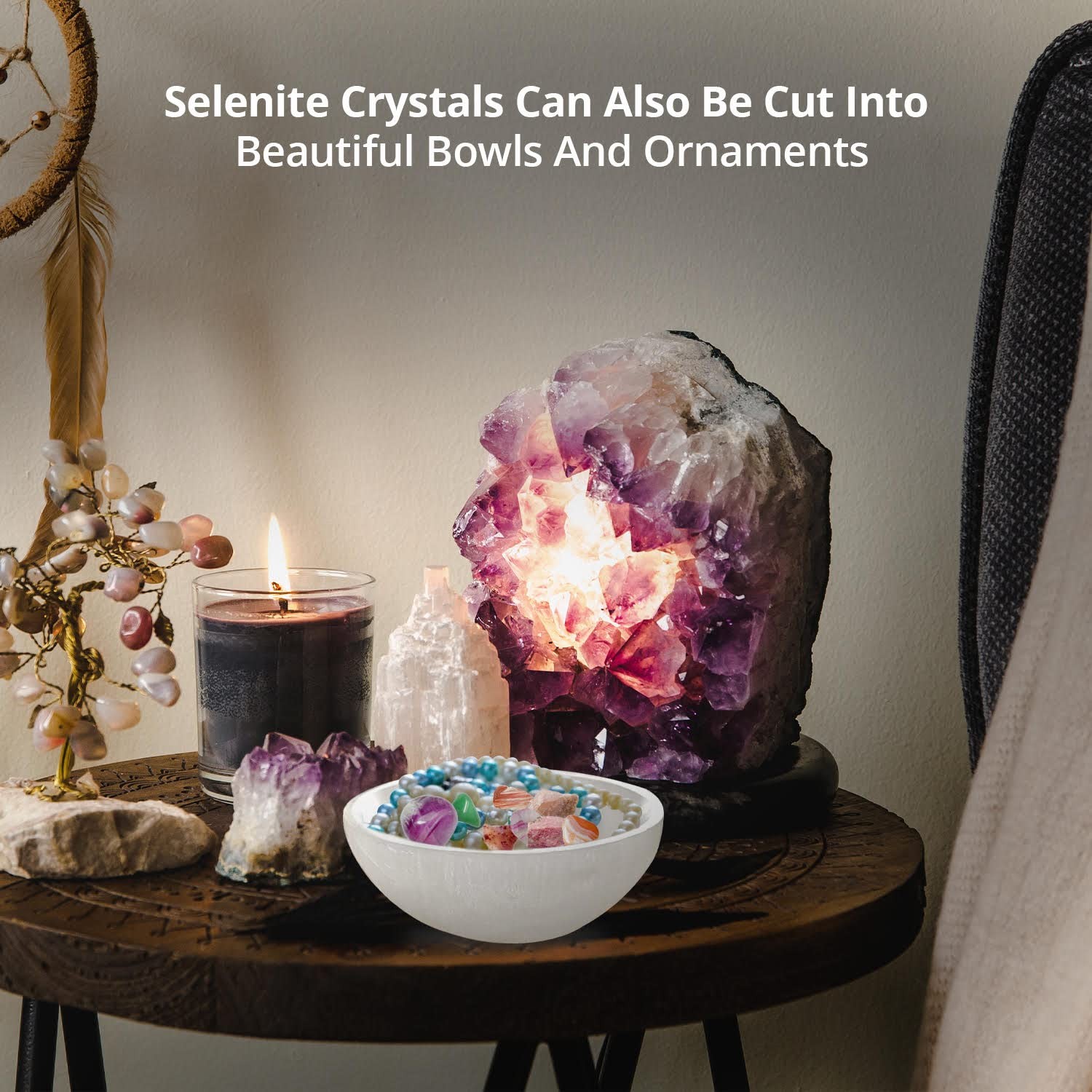 WBM Selenite Crystal Bowl – 4 Inch for Smudging, Healing and Recharging Cryst…
