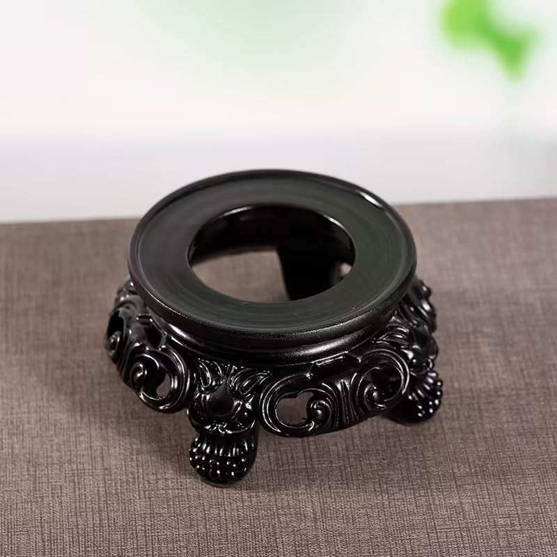 Black Wooden Display Stand for Crystal Sphere Quartz Ball Holder Hollow