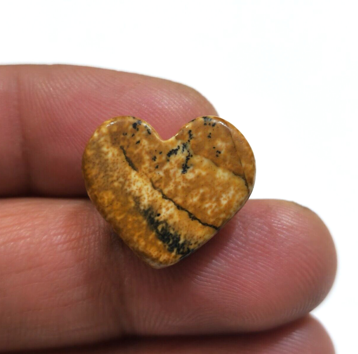 Natural Picture Jasper Heart Shape Cabochon 19.70 Crt Loose Gemstone For Jewelry
