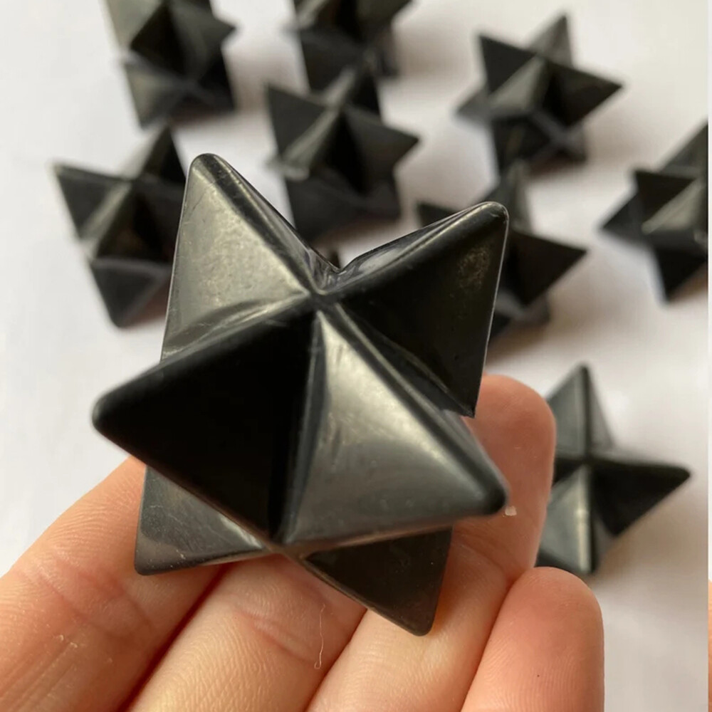 SHUNGITE Crystal Merkaba – Star, EMF Protection, Gothic Home Decor Healing