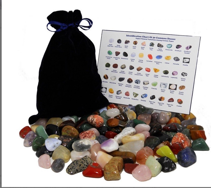 Mixed 101 Plus Stones Lot, Assorted Mix of Bulk Natural Mineral Tumbled Gemstone