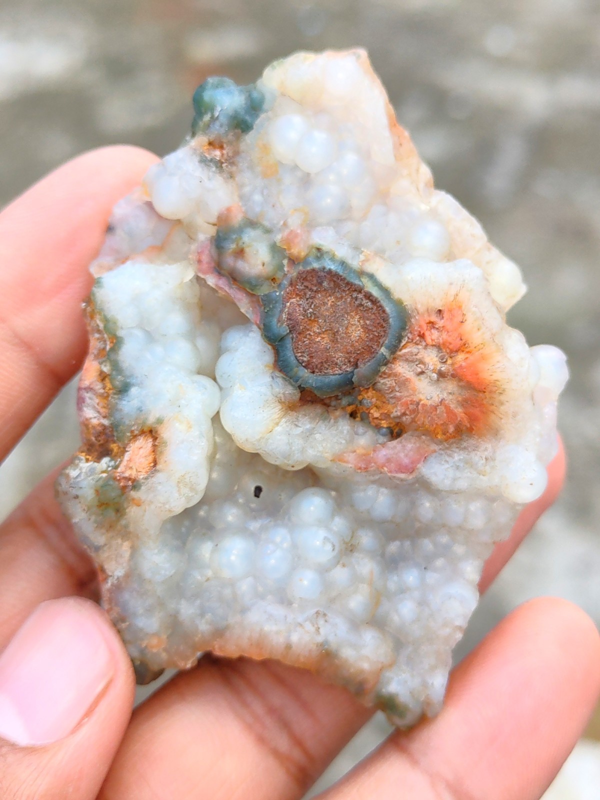 Sun flower with Chalcedony ( Red Scolecite Flower with Chalcedony
