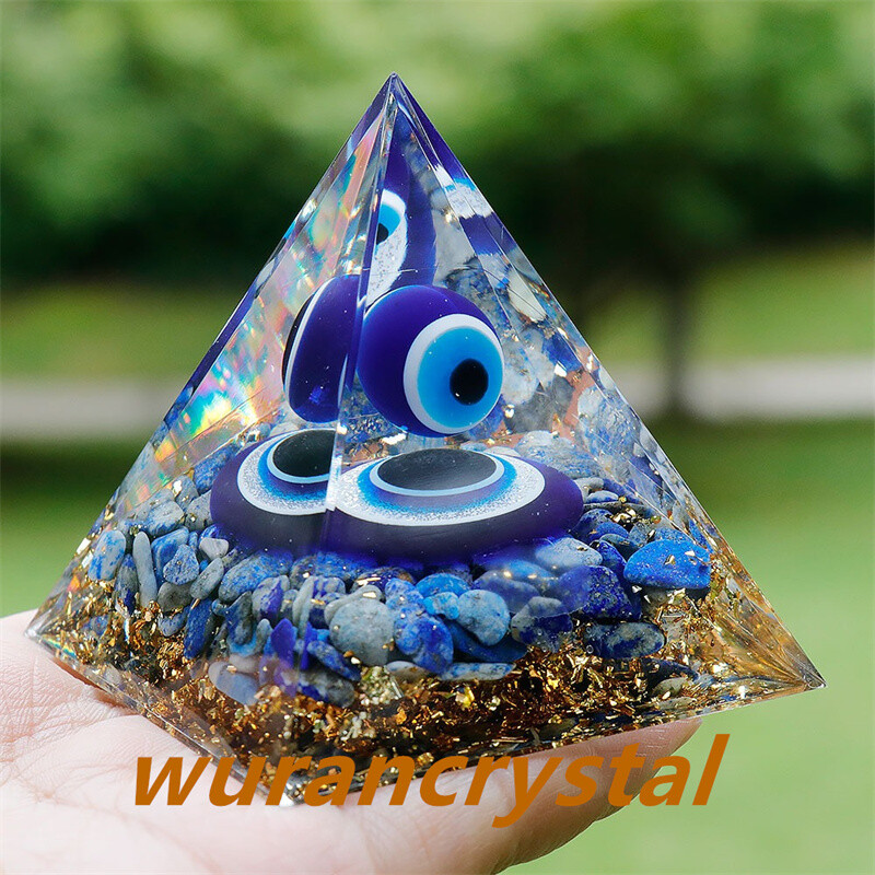 1pc natural Lapis lazuli quartz crystal pyramid resin point energy Reiki healing