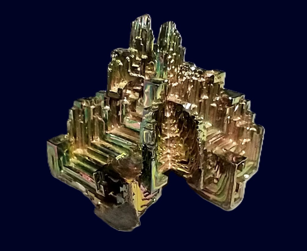natural bismuth metal ore crystal iridescent rainbow colors collectible healing