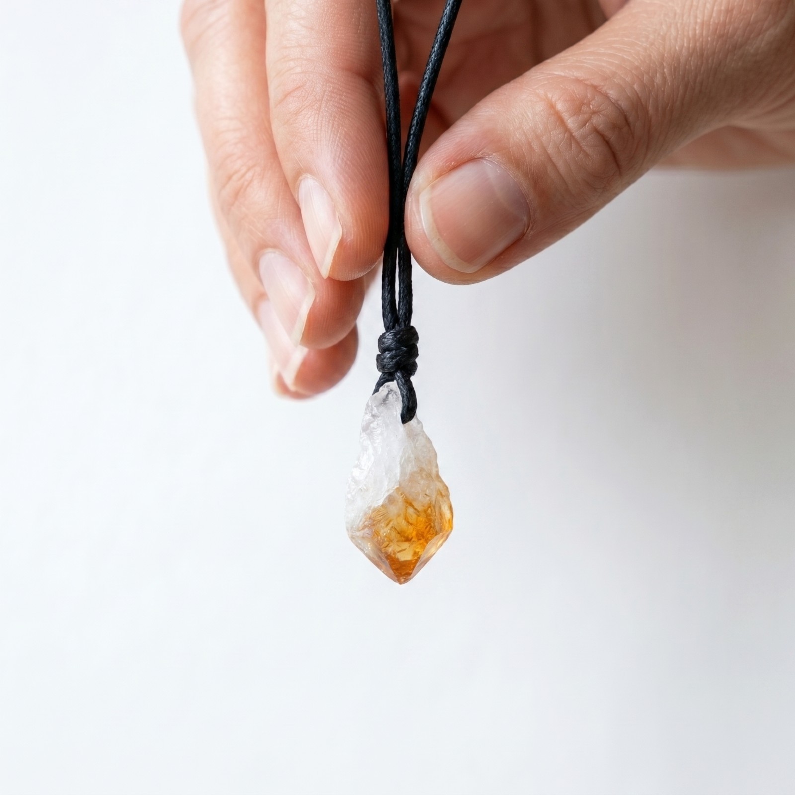 Natural Raw Citrine Crystal Pendant Necklace Healing Rough Gemstone Boho Jewelry