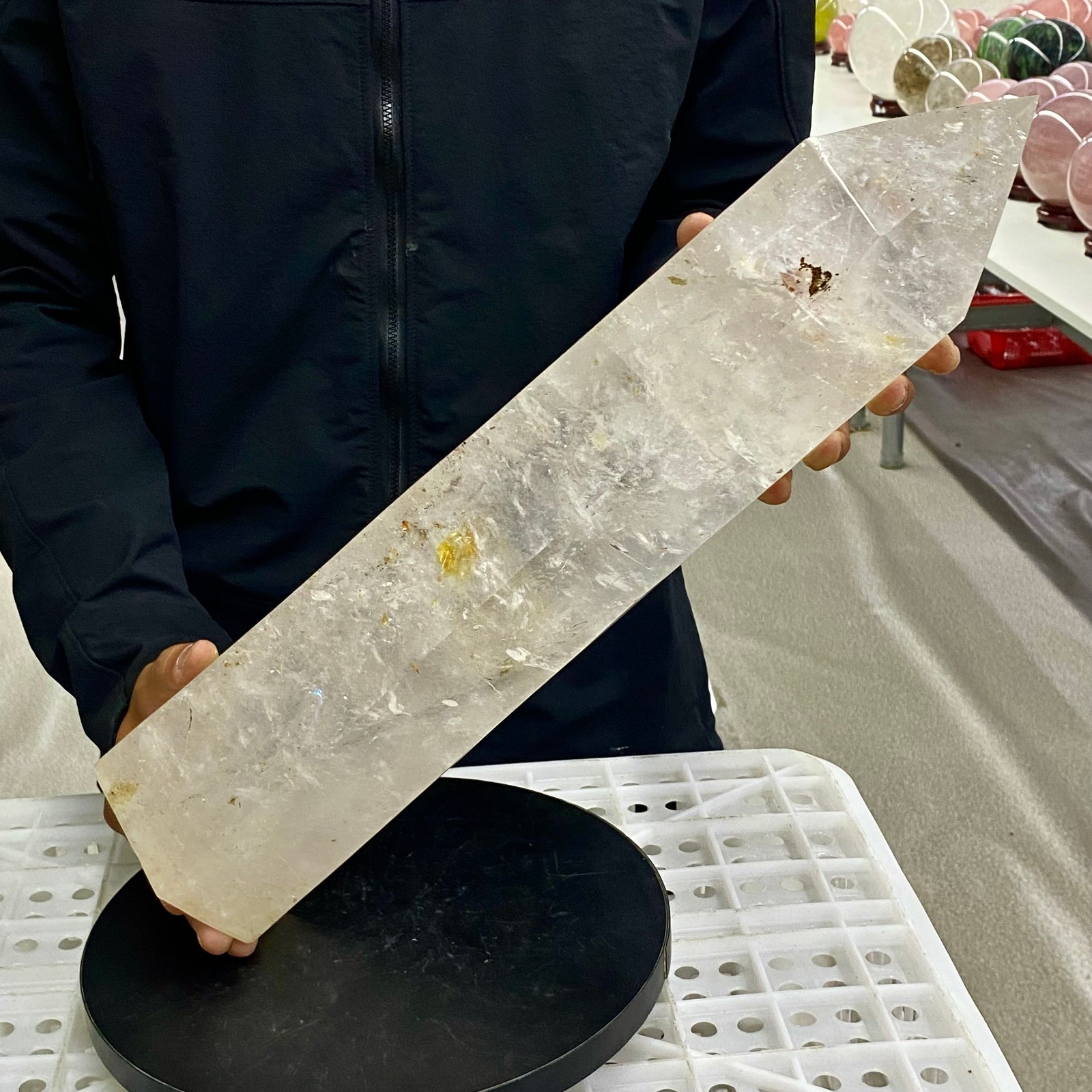 17LB Natural Clear Quartz Crystal Point Healing Wand Polished Rock Crystal Re