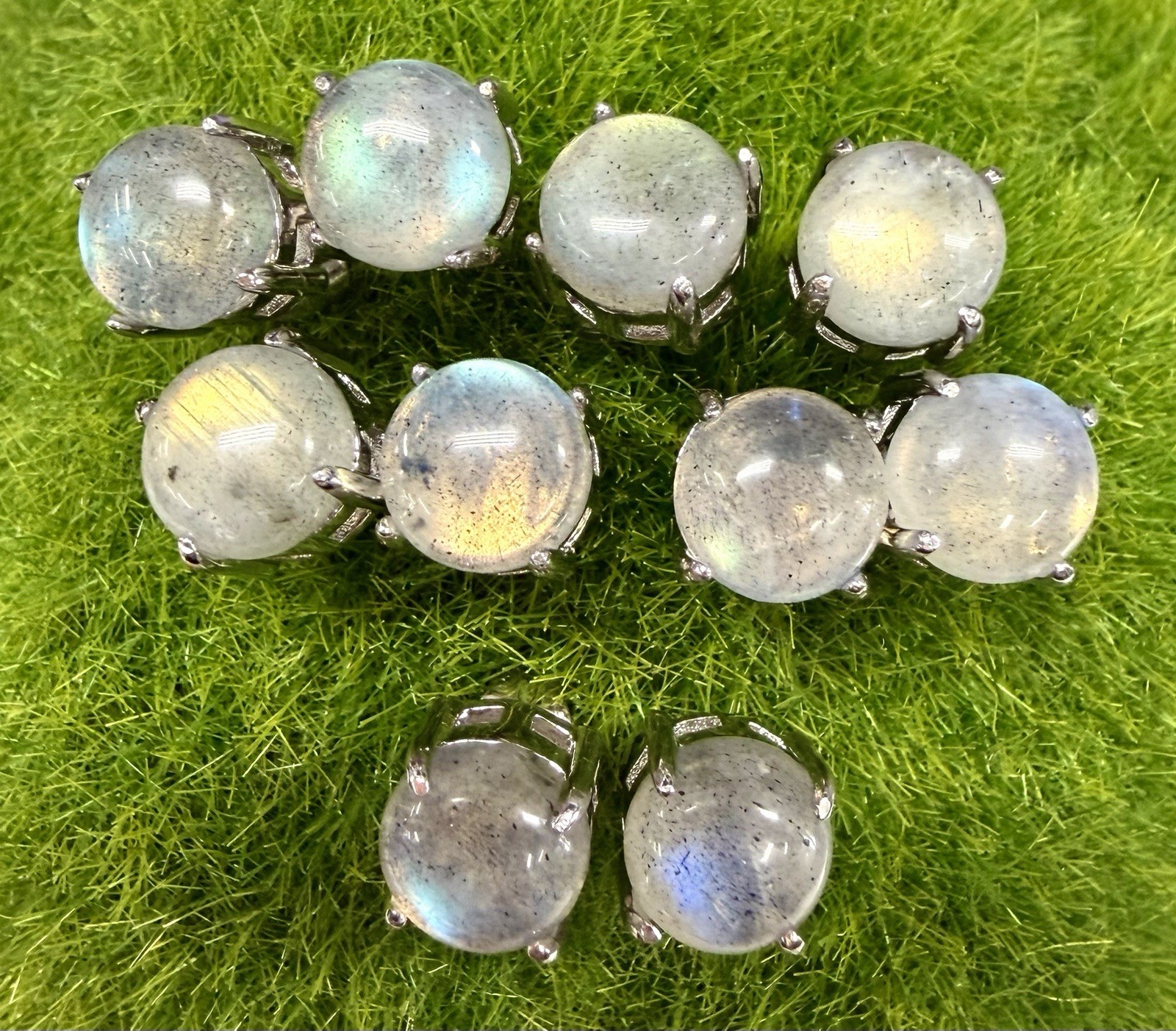 Wholesale 5 Pairs Natural Labradorite Stud Earring with Sterling Silver 925 Post