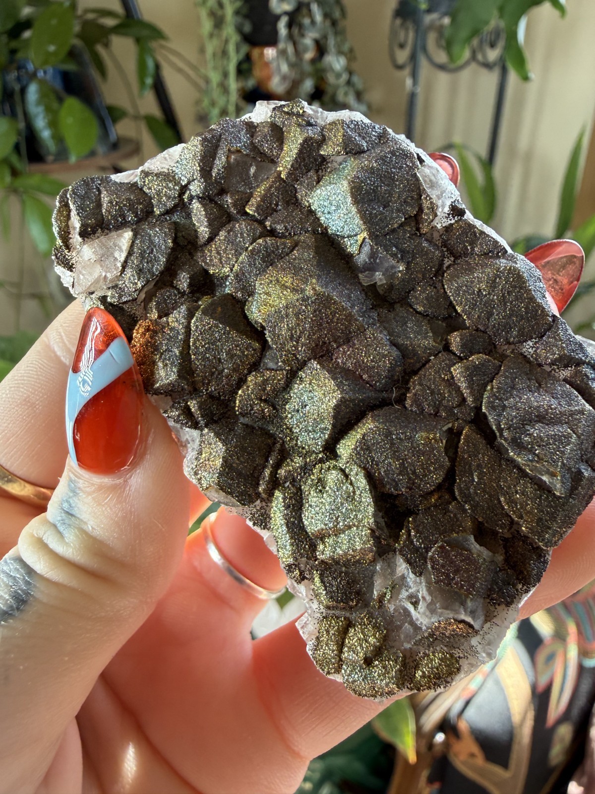 Calcite Crystal Cluster w/Rainbow Chalcopyrite – Hubei Province, China – .185lbs