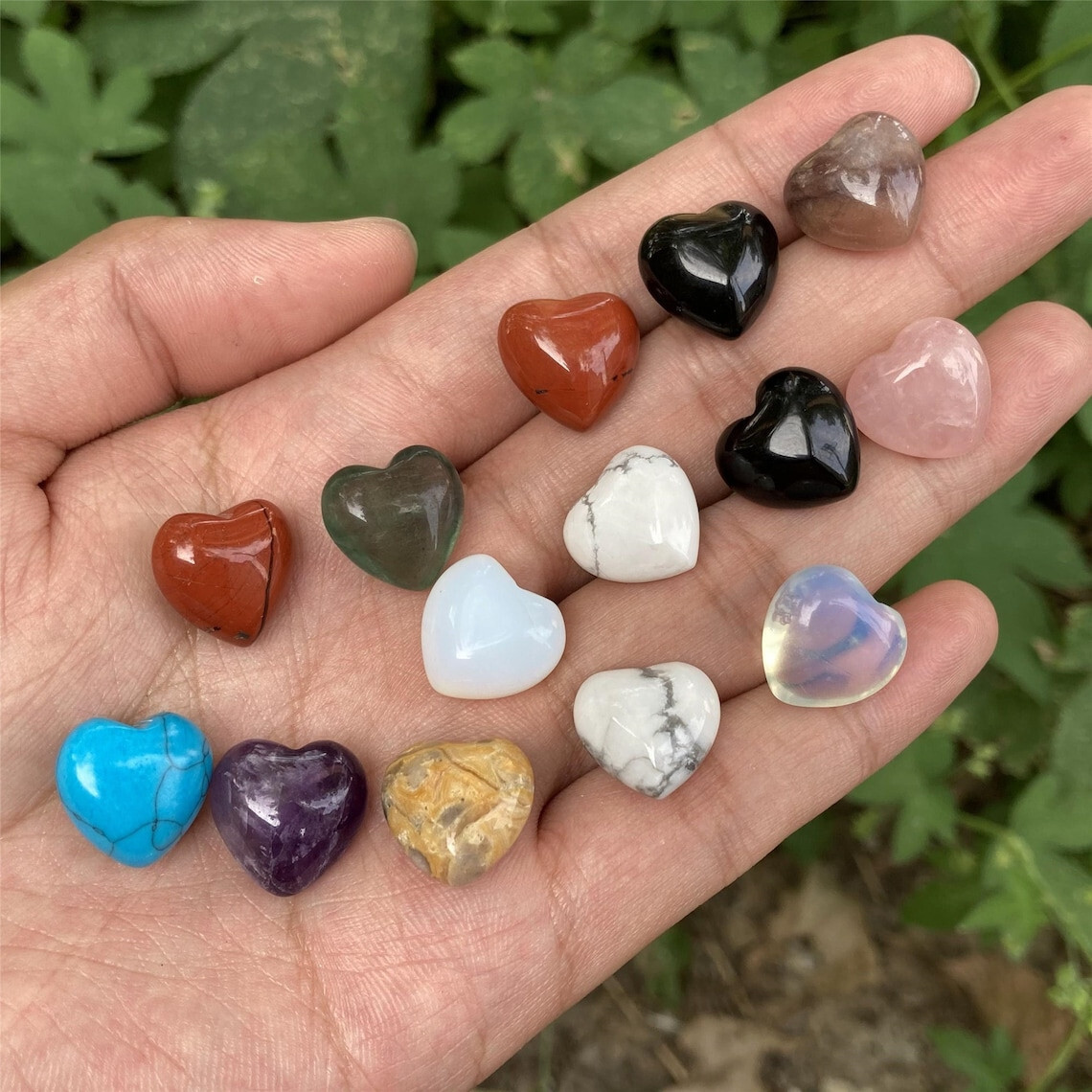 25PCS Crystal Hearts Natural Quartz Healing Gem Mini Crystal Heart Chakra Stones