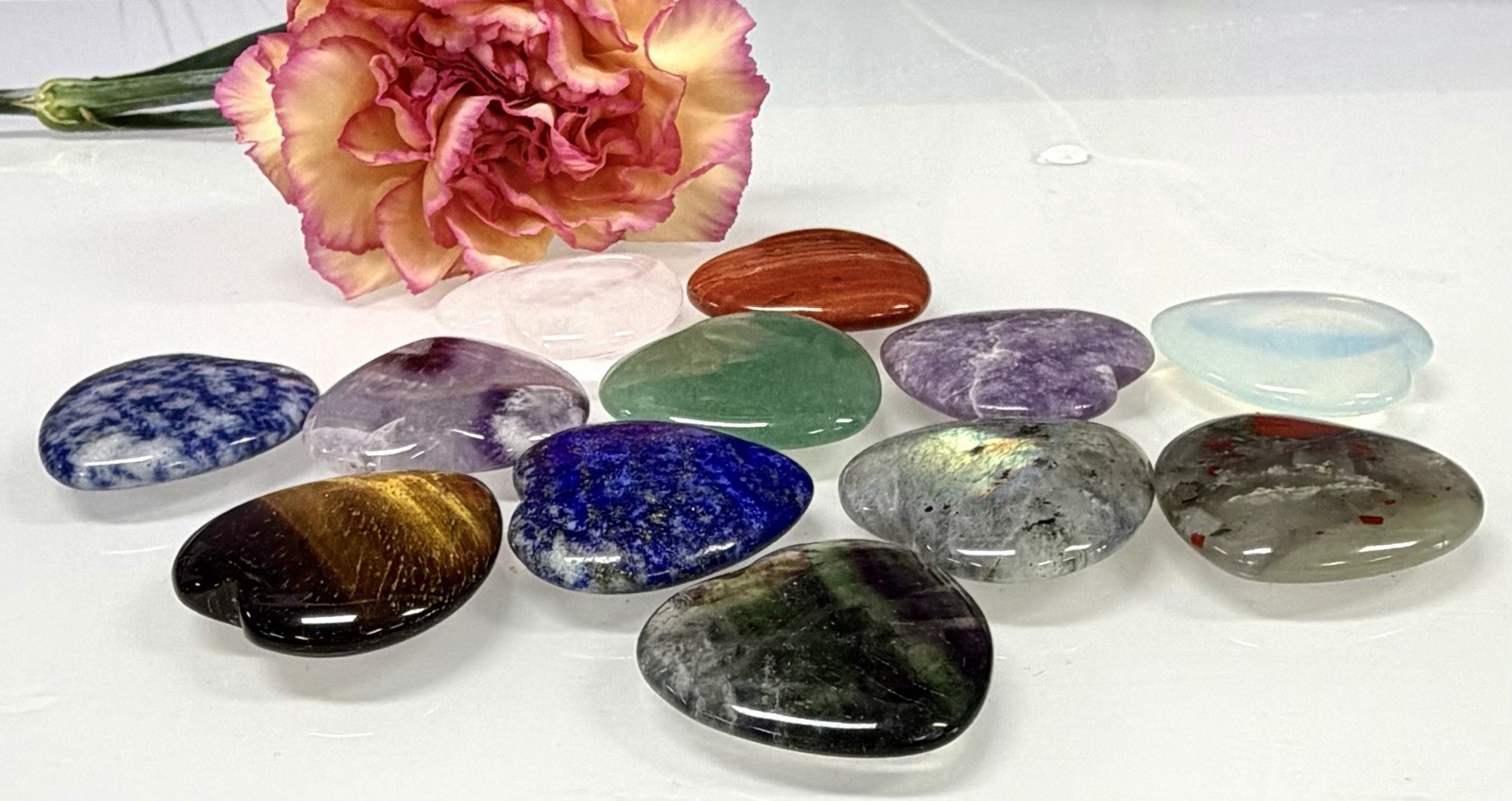 Wholesale Lot 12 Pcs 30mm Mixed Crystal Heart ❤️ Healing Energy