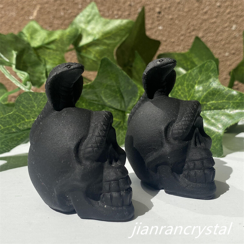 2″ Natura Obsidian Snake Skull Carved Crystal Quartz Skull Reiki Healing 1pc