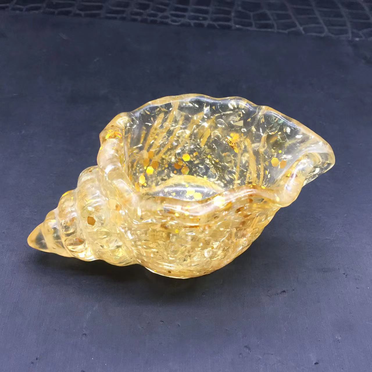 Natural Citrine Quartz Crystal Resin Conch Bowl Healing Decoration Reiki 1Pc