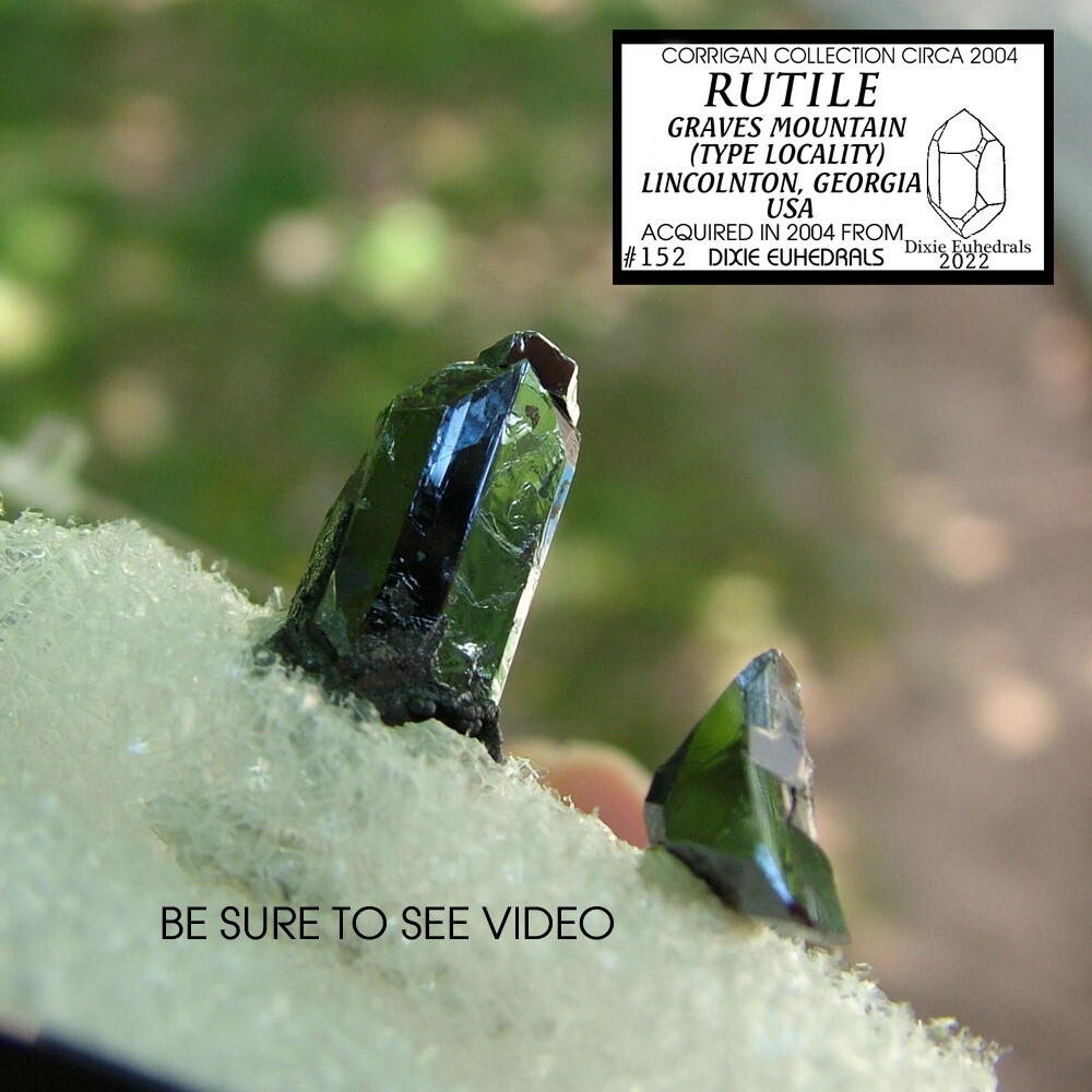 2 TINY mirror-faced graves mountain RUTILE CRYSTAL perky box mtn Georgia #152