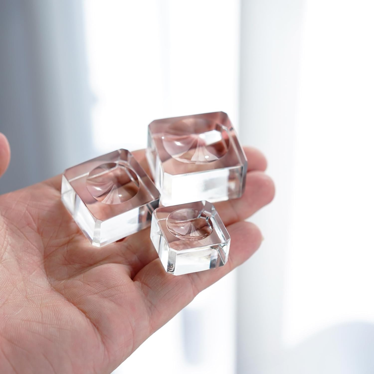 6 Pack Square Crystal Display Bases for 3D Laser Balls 6pcs Glass Stands for …