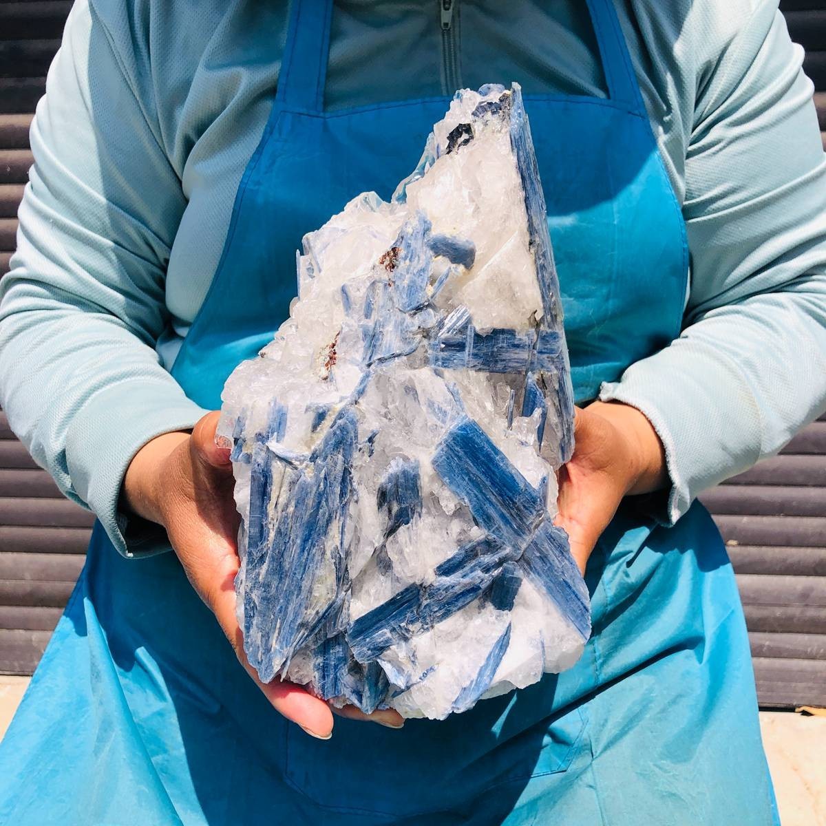 9.46LB Natural Blue Kyanite Cluster with Clear Quartz Matrix Crystal Specimen