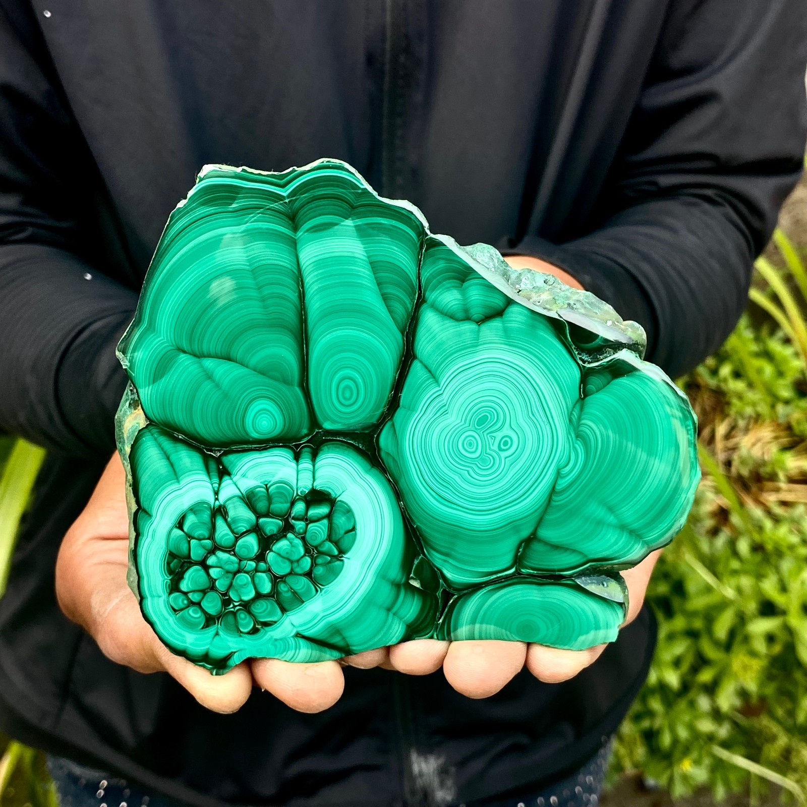 463G Natural malachite slice quartz crystal luster mineral specimen