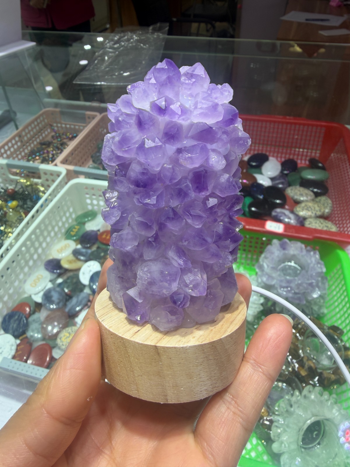 1pc natural amethys Crushed stone Quartz Crystal DIY USB Night lamp energy