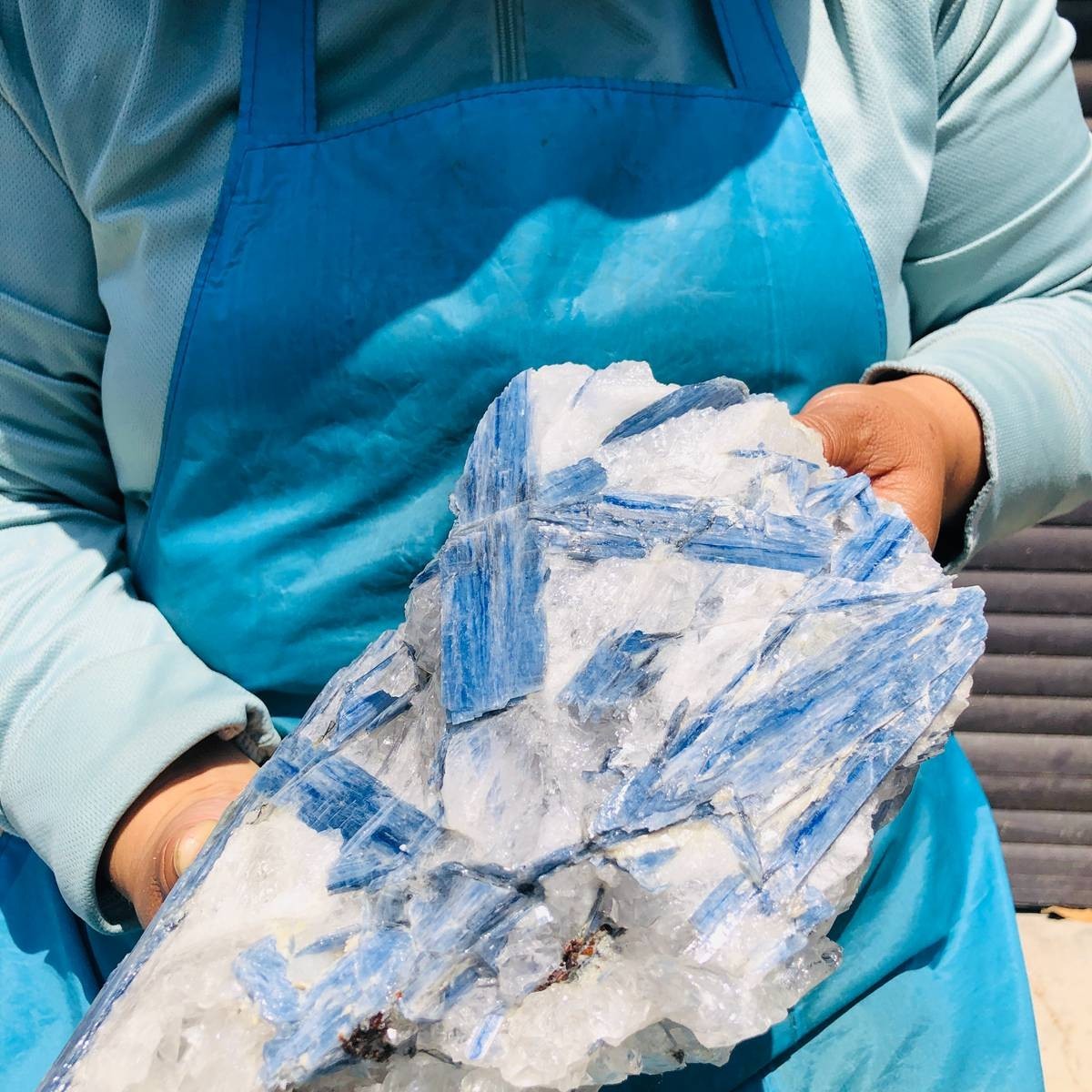 9.46LB Natural Blue Kyanite Cluster with Clear Quartz Matrix Crystal Specimen