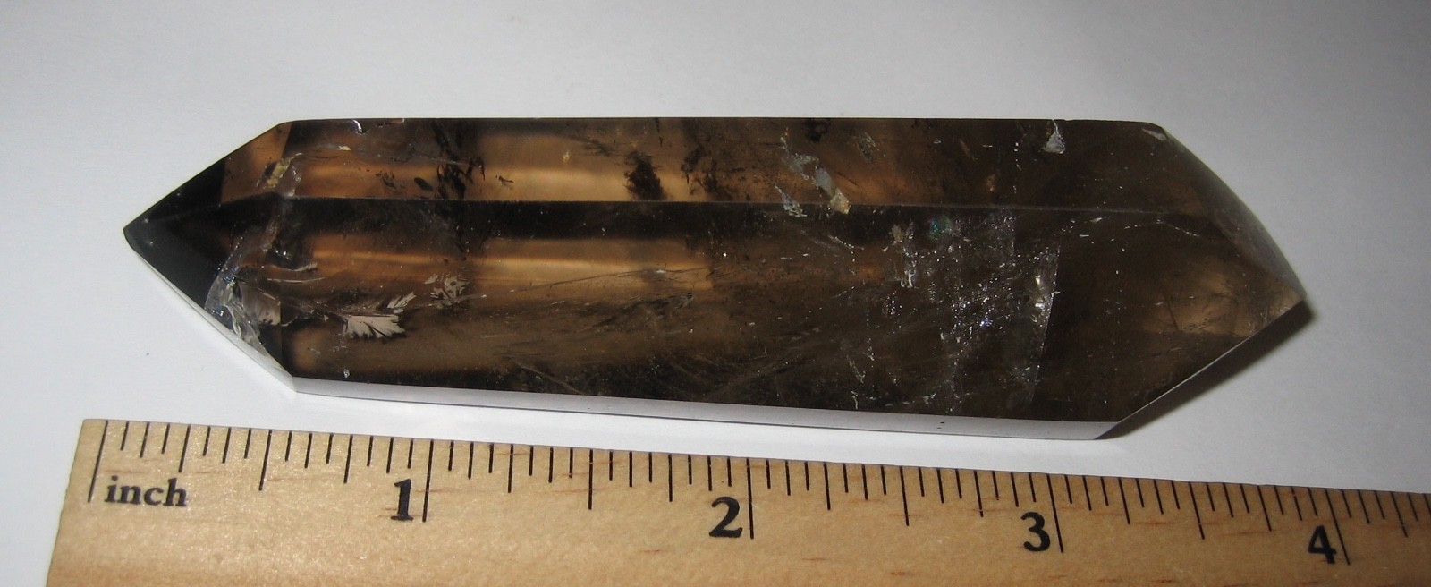 4.1″ x 0.9″- 1.1″ POLISHED DOUBLE TERMINATED NATURAL SMOKY QUARTZ CRYSTAL 83g *3