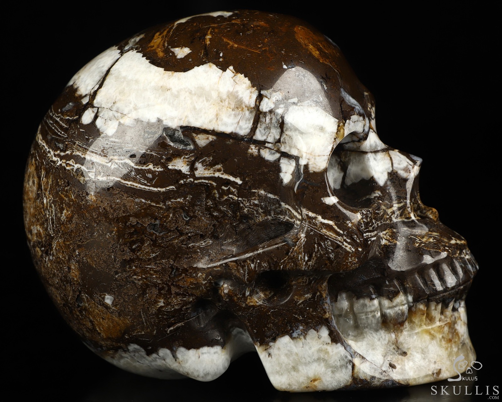 4.9″ Tree Leaves Agate Hand Carved Crystal Skull, Realistic, Crystal Healing