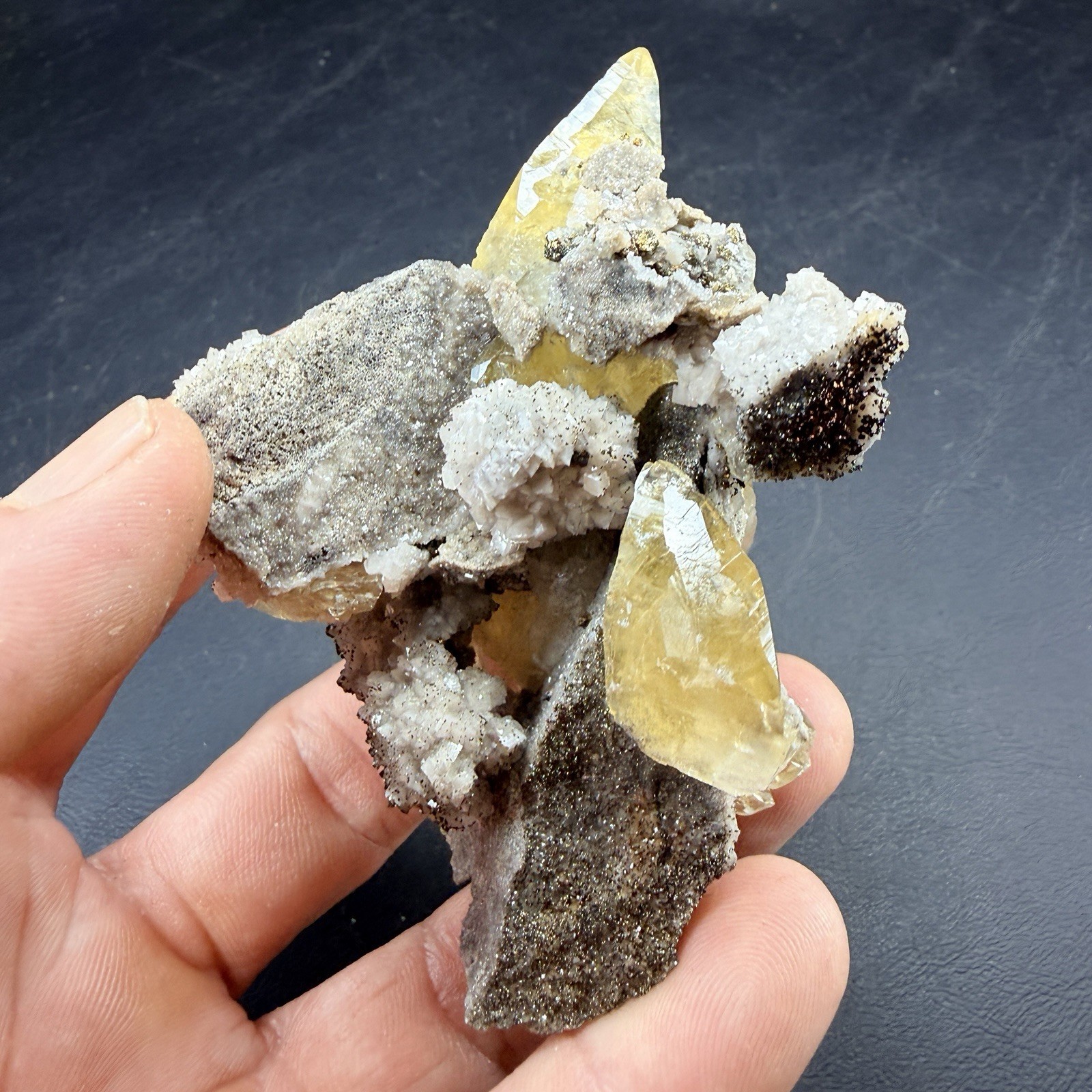 Golden Calcite Chalcopyrite Dolomite Crystal Combo / Sweetwater Mine *Video*
