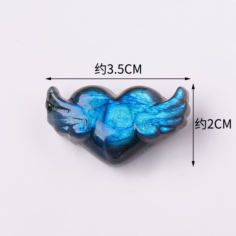 Natural Crystal Blue Light Moonstone Nine Tailed Fox Rose Ornament