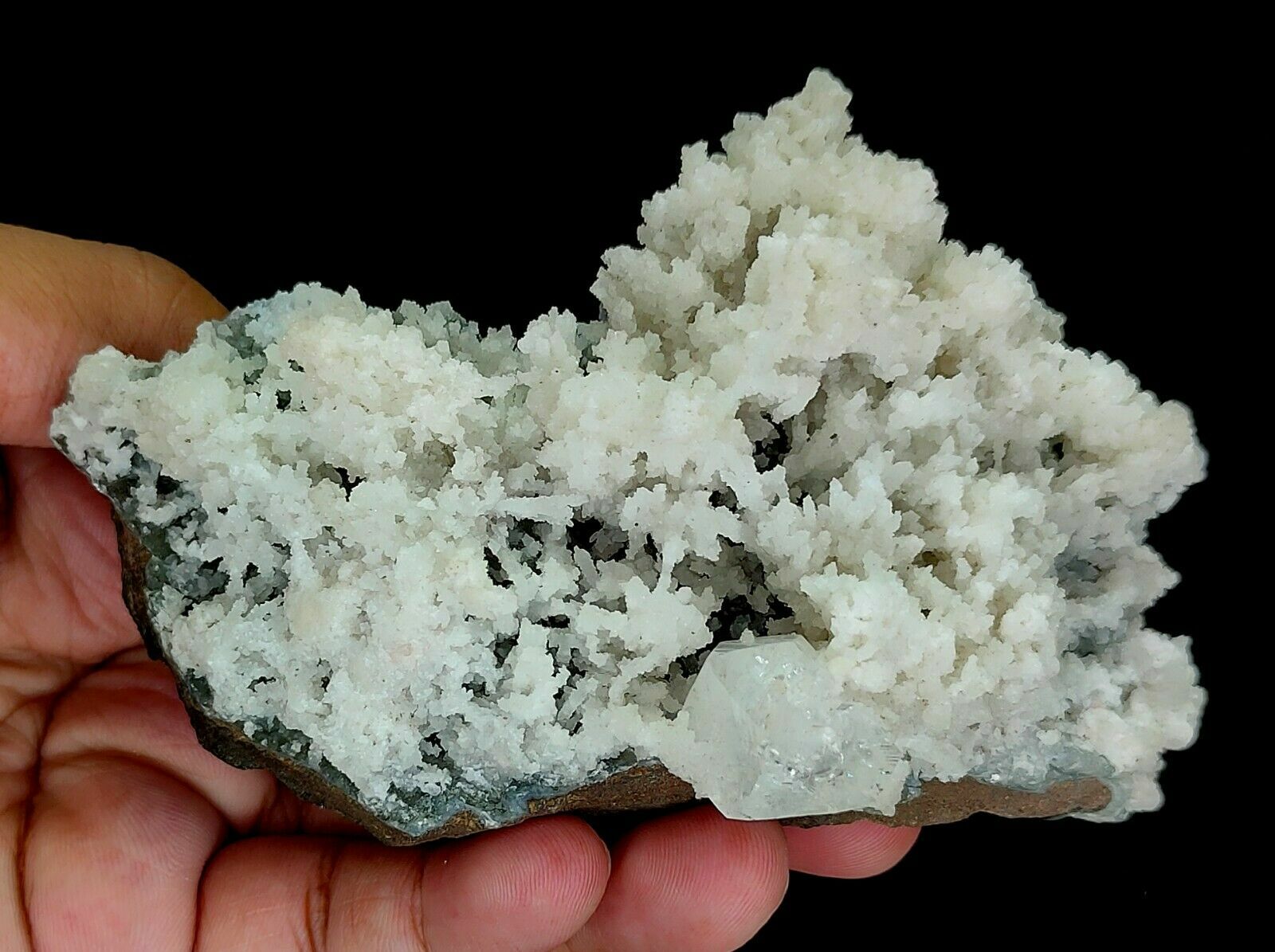 290g Natural Apophyllite & Coral Chalcedony Mineral Specimen – India