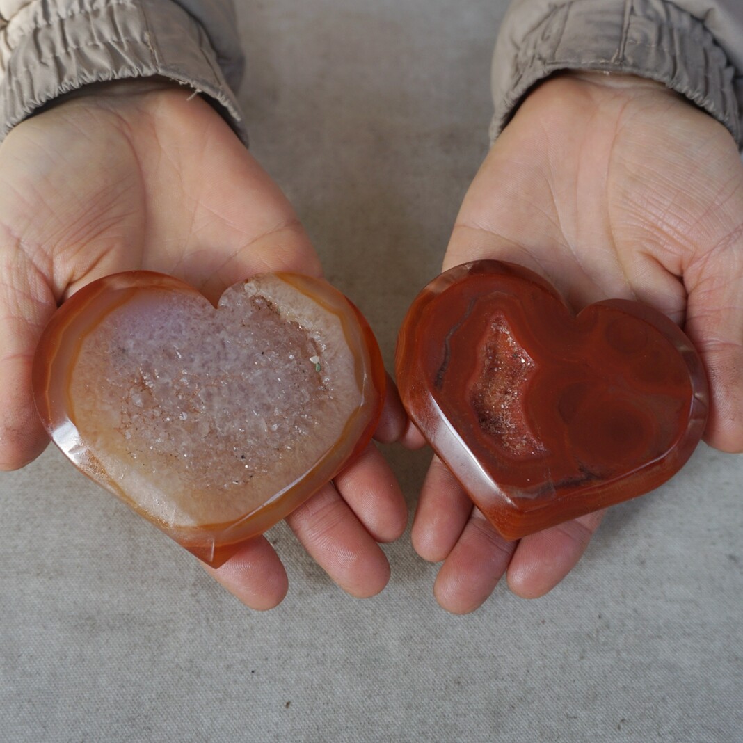 1.5LB 5 Natural Red Carnelian Agate Quartz Crystal Geode Heart Carving Healing