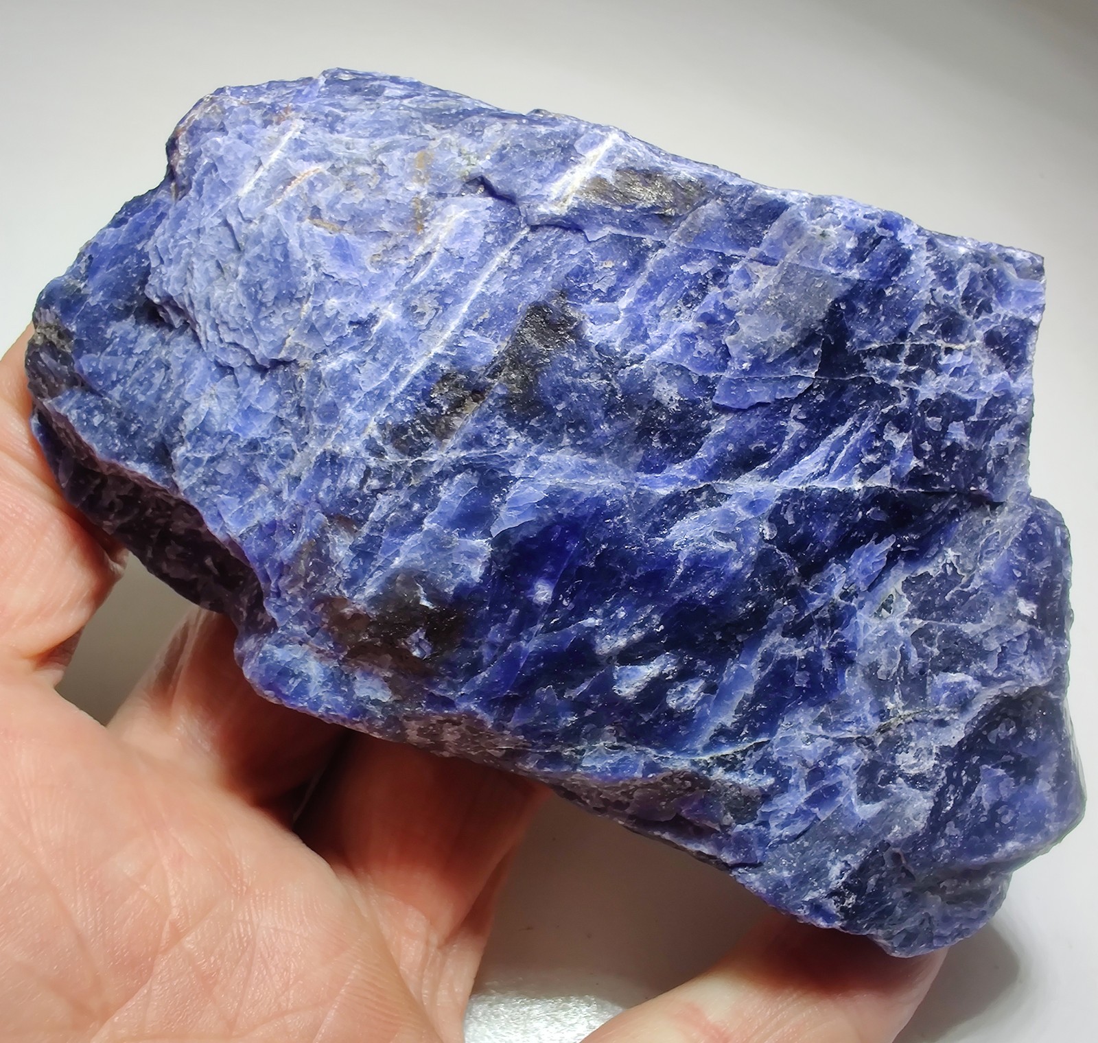 Sodalite, rich blue color, bright orange UV! Kunene region, Namibia. 320 grams.
