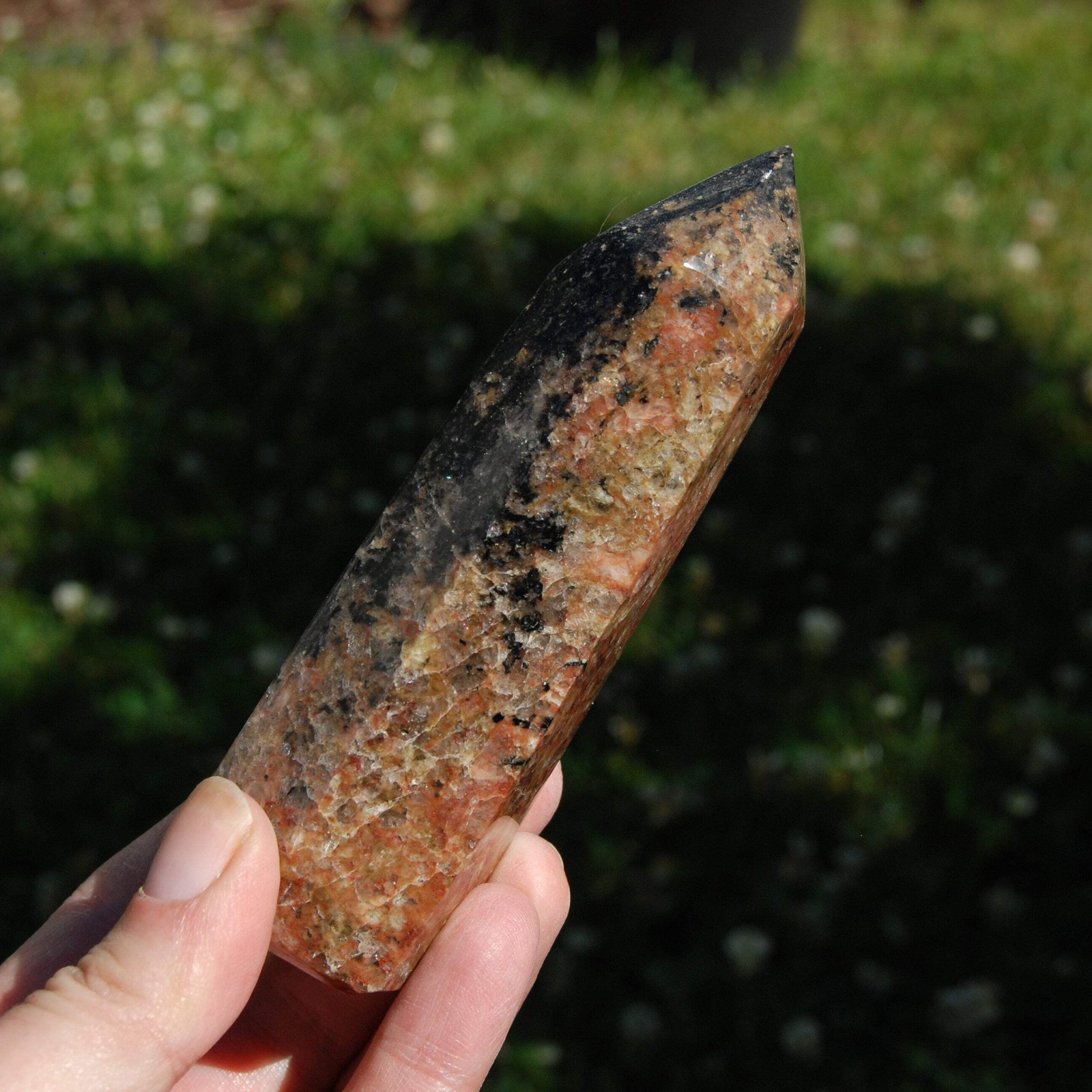 Chunky Feldspar Black Tourmaline Crystal Tower – 4.5″ 231g Stone of Leadership,