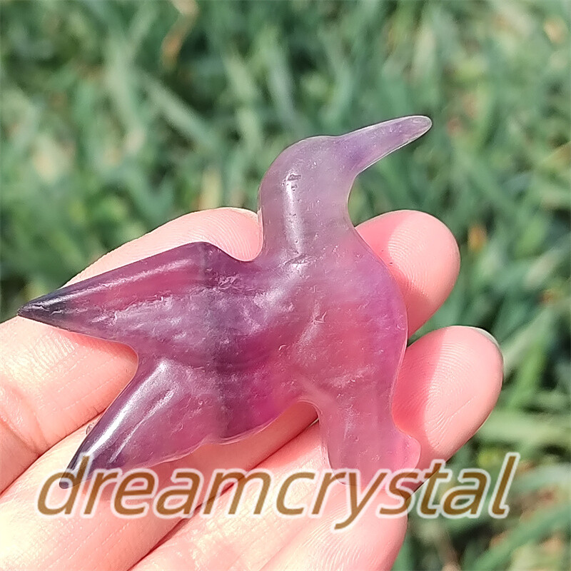 1.7″ Natural Quartz Crystal Hand Carved Fluorite Hummingbird Skull Reiki 1pc