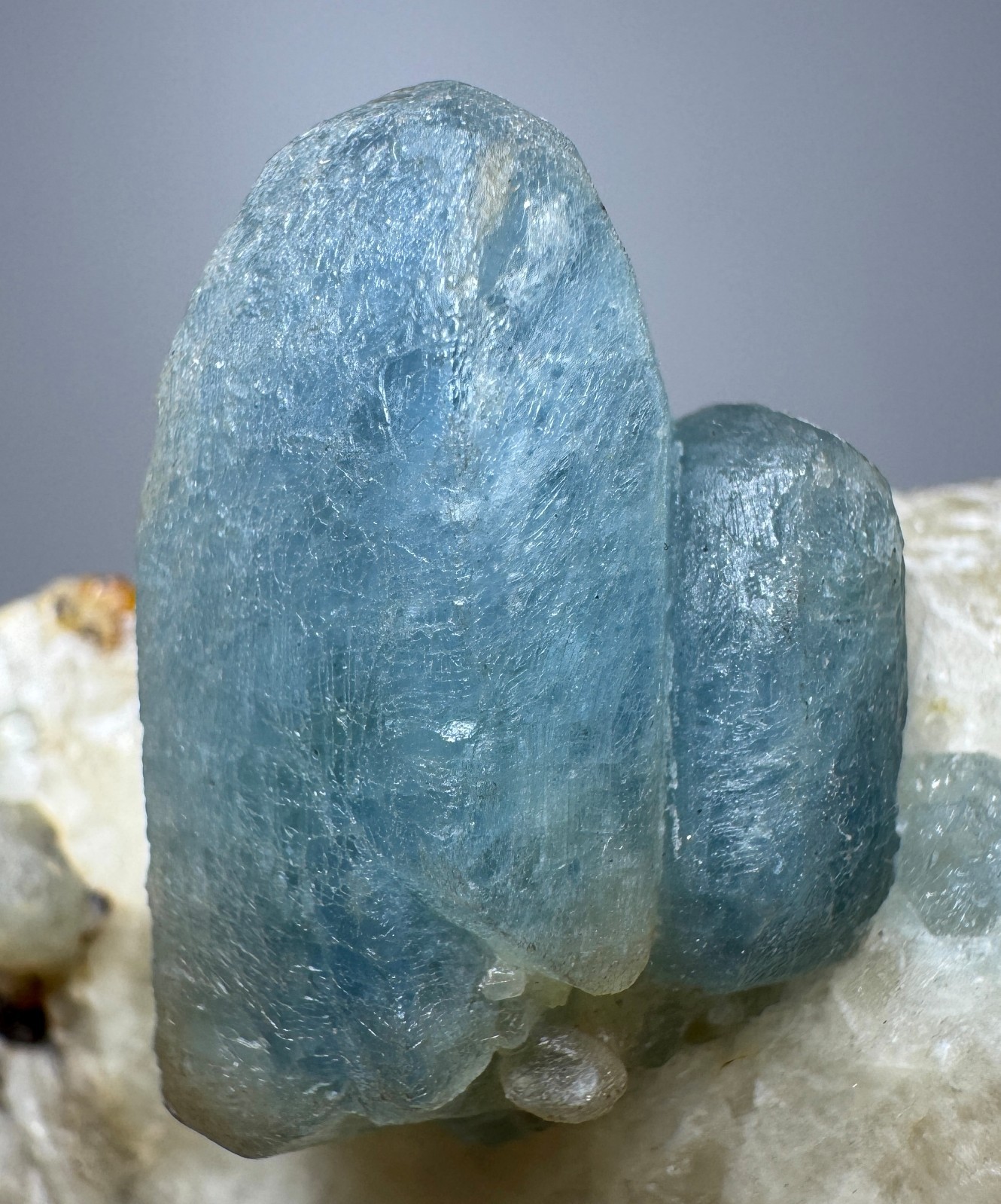 78 Grams Full Terminated Top Fluorescent Sky Blue Afghanite Crystals On Calcite