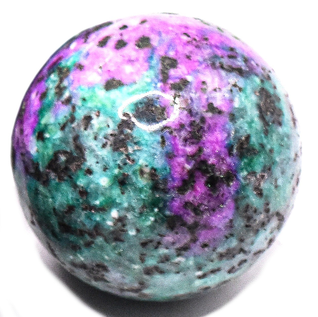 25mm Purple Red Ruby in Green Zoisite Sphere Polished Gemstone Mineral China 1PC