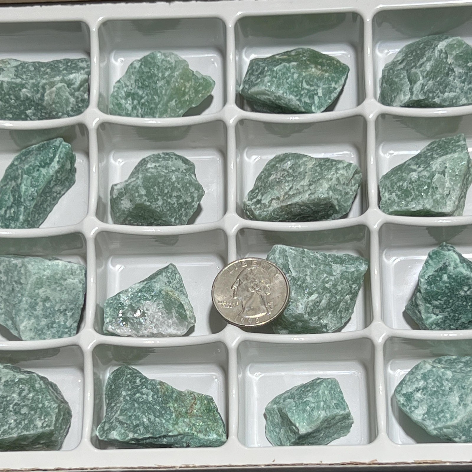 Green Aventurine Rough Raw Stones (24 Pcs) Boxed Flat Wholesale
