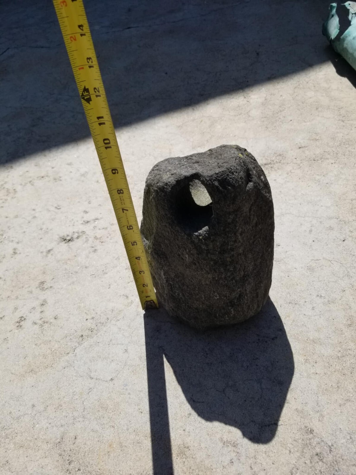 BIG HEAVY WEIRD NATURAL ROCK. LOOK! 9” X 6” HOLE IN ROCK