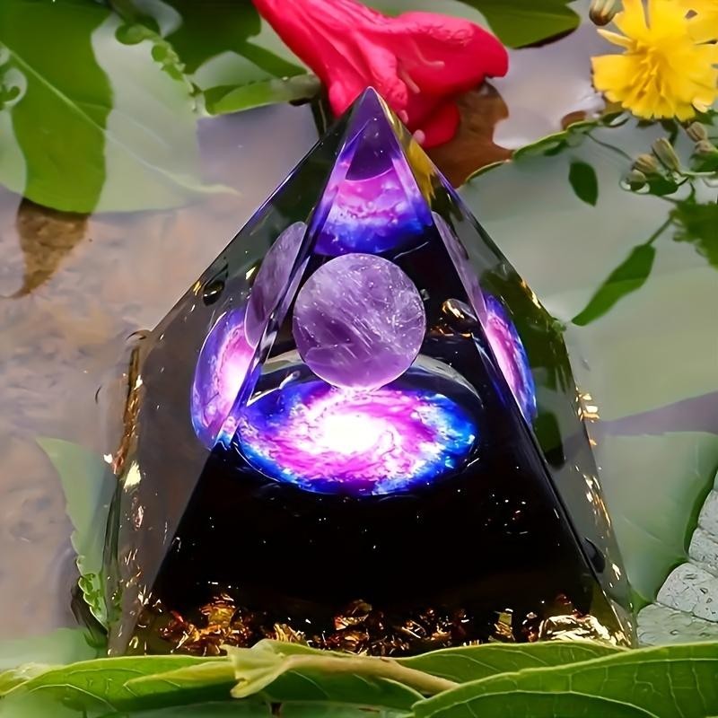 Amethyst Crystal Ball Pyramid Raw Stone Home Decor Wealth Stress Relief Reiki