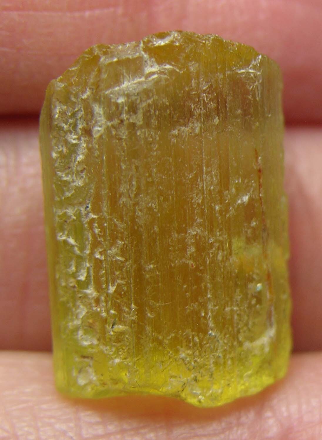 18.7ct Pakistan Raw Rough Yellow Beryl Heliodor Stick Crystal Specimen 3.7g 19mm