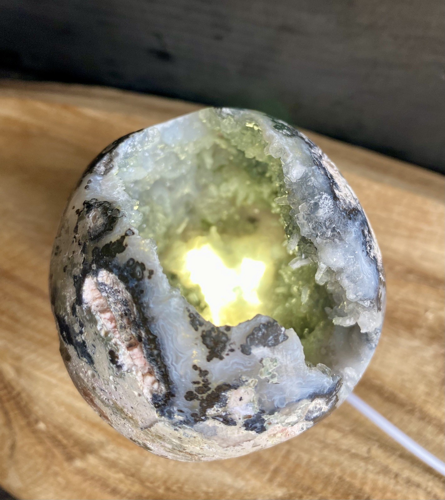 Crystal Argentina Agate Geode Sphere Druzy Raw UV High Quality Rare 264g 7.7cm