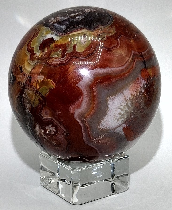 Mexican Crazy Lace Agate Sphere 58.5mm Druzy Crystal Ball Collector Display (11)