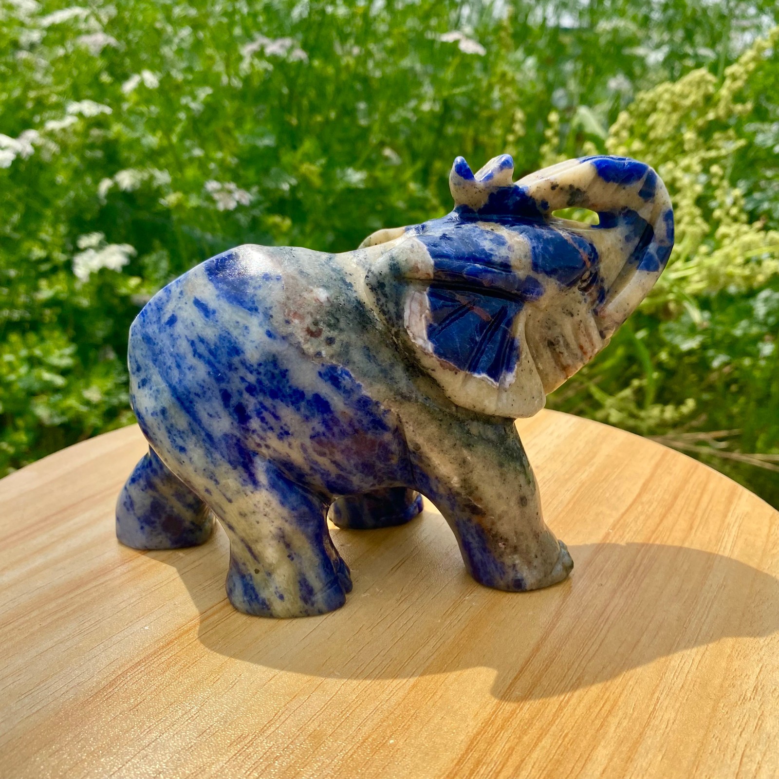 1.9LB Natural lapis lazuli quartz carving elephant spiritual healing