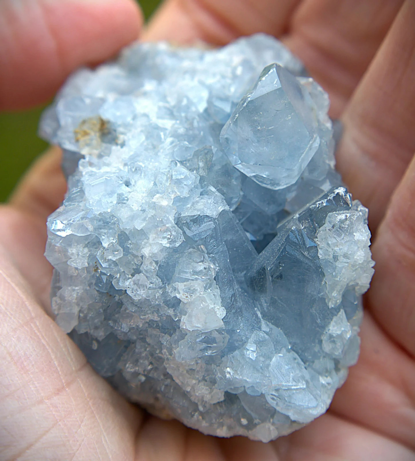 Blue Celestite Geode Cluster: Natural Healing Crystal (8.9oz, 2.75x2in)