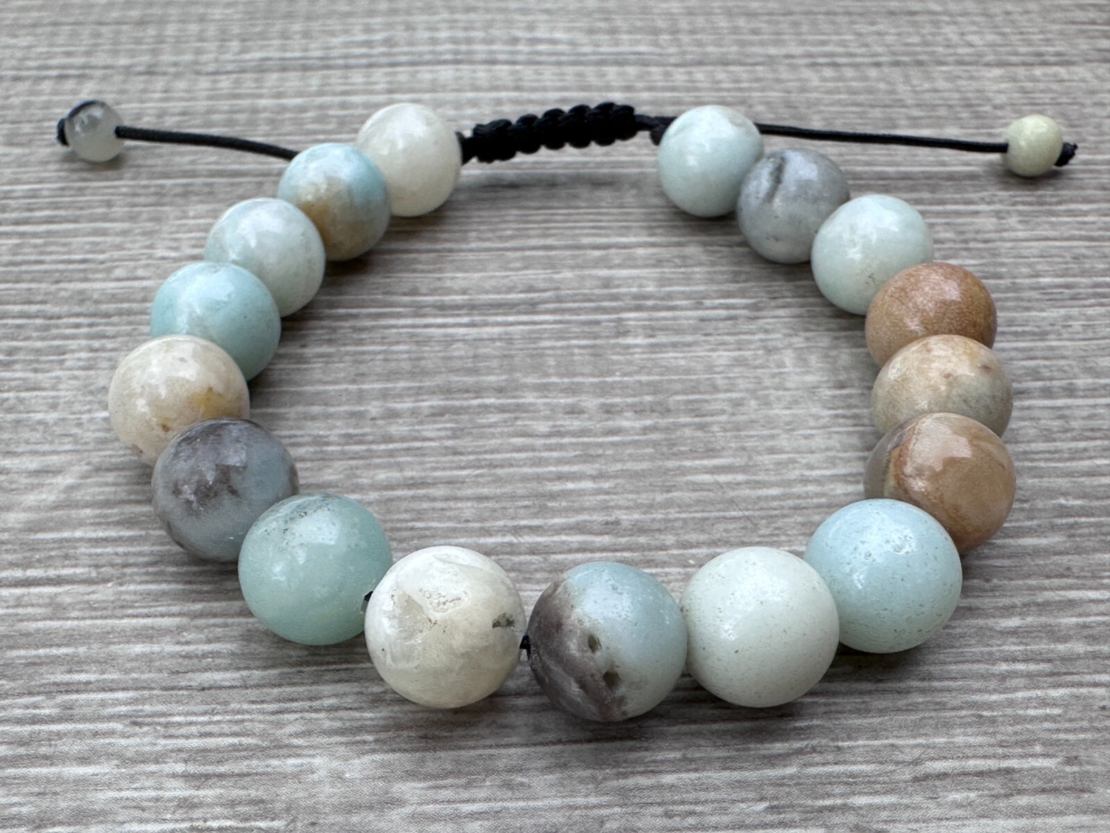 Grade A++ Amazonite Mixed Crystal Bead Adjustable Bracelet 10mm, Wholesale Lot